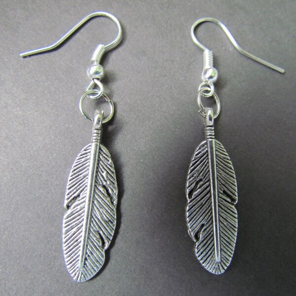 feather earrings - nature lover - metal feather earrings -