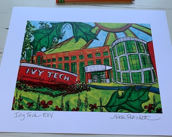 Ivy Tech EVV 11x14 Inch Signed Print - Evansville, Indiana Community College Art