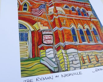 Ryman Auditorium Nashville 11x14 Inch Signed Print