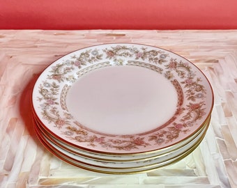Vintage Lenox Porcelain Bread Plate // Helmsley Floral China Pattern // Set of Four Dessert Plates