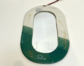 Vintage Studio Pottery Oval Mirror Ceramic OOAK