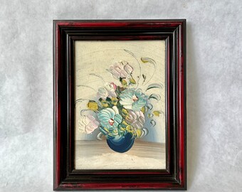 Small Vintage Flower Painting // Original Oil Painting