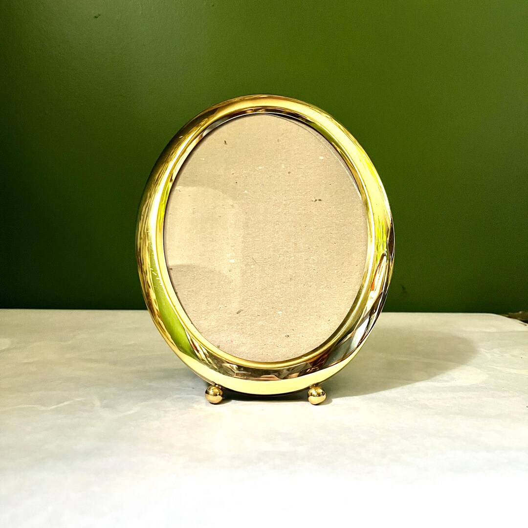 Vintage Brass Oval Frame // Tabletop Frame Etsy