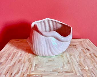 Pink Seashell Ceramic Planter // Mid Century
