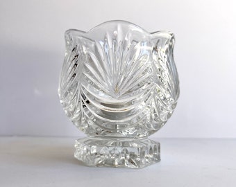 Vintage Pressed Glass Crystal Candle Holder
