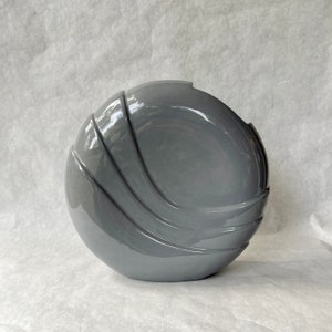 Vintage Post Modern Gray Haeger Circle Vase // Eighties Deco Grey Ceramic Vase