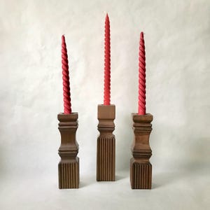 Vintage Carved Wood Candlestick Trio: American Folk Art Decor