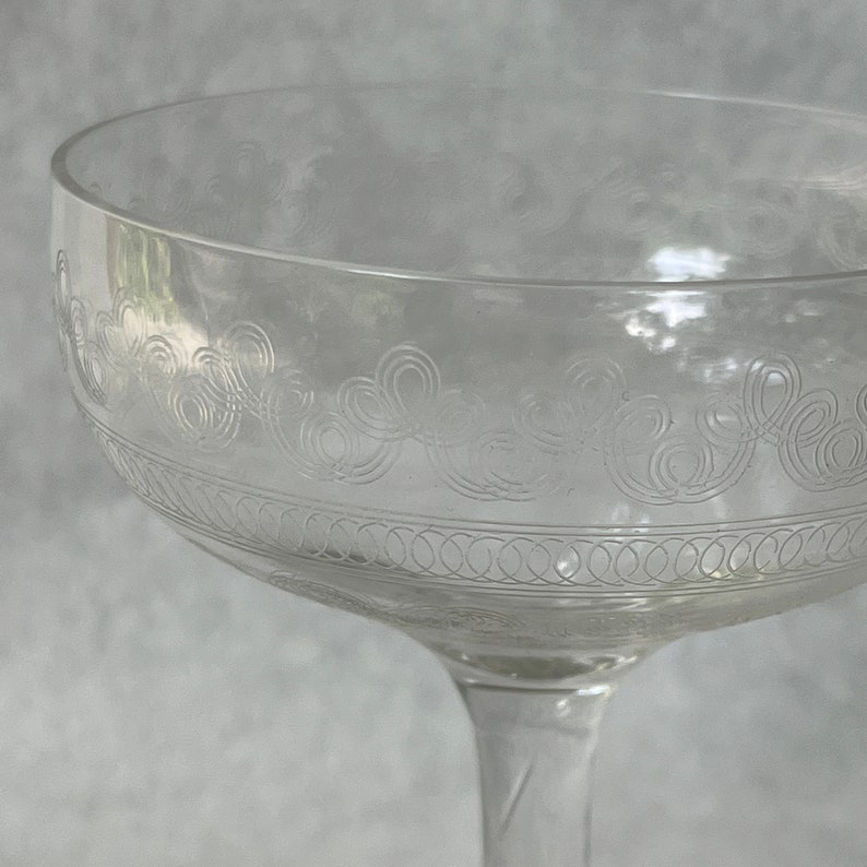 Antique French Etched Coupe Champagne Glasses Etsy