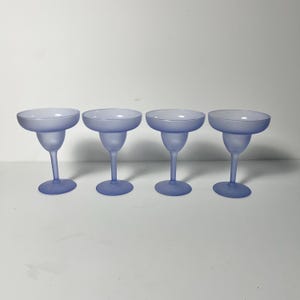 Set of Four Vintage Frosted Pastel Purple Margarita Glasses