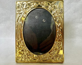 Vintage Brass Tabletop Frame with Floral Motif