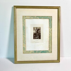Antique Framed Art Print Engraving St. Michael by Raphael