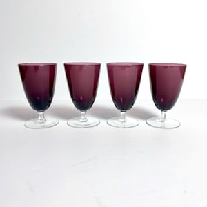 Vintage Amethyst Purple Wine Glasses // Set of Four 4 Jewel Tone Whimsigoth Glassware
