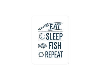 Eat Sleep Fish Repeat – Angelaufkleber, kleines Geschenk für Angler, lustiges Weihnachtsgeschenk, Kühleraufkleber