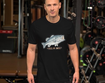 Kiss My Bass – Lustiges Angel-T-Shirt, Weihnachtsgeschenk für Angler, witziges Geschenk für Papa