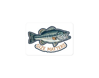 Größe ist wichtig – Lustiger Aufkleber zum Thema Bassangeln, ideales Geschenk für Angler, lustiges Weihnachtsgeschenk, Aufkleber für Boote und Kühlboxen