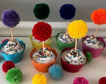 Legos Pom Pom Cake Toppers Set of 6 Paw Patrol Baby/'s First Birthday Baby Shower Boy Birthday Decorations Party Favors