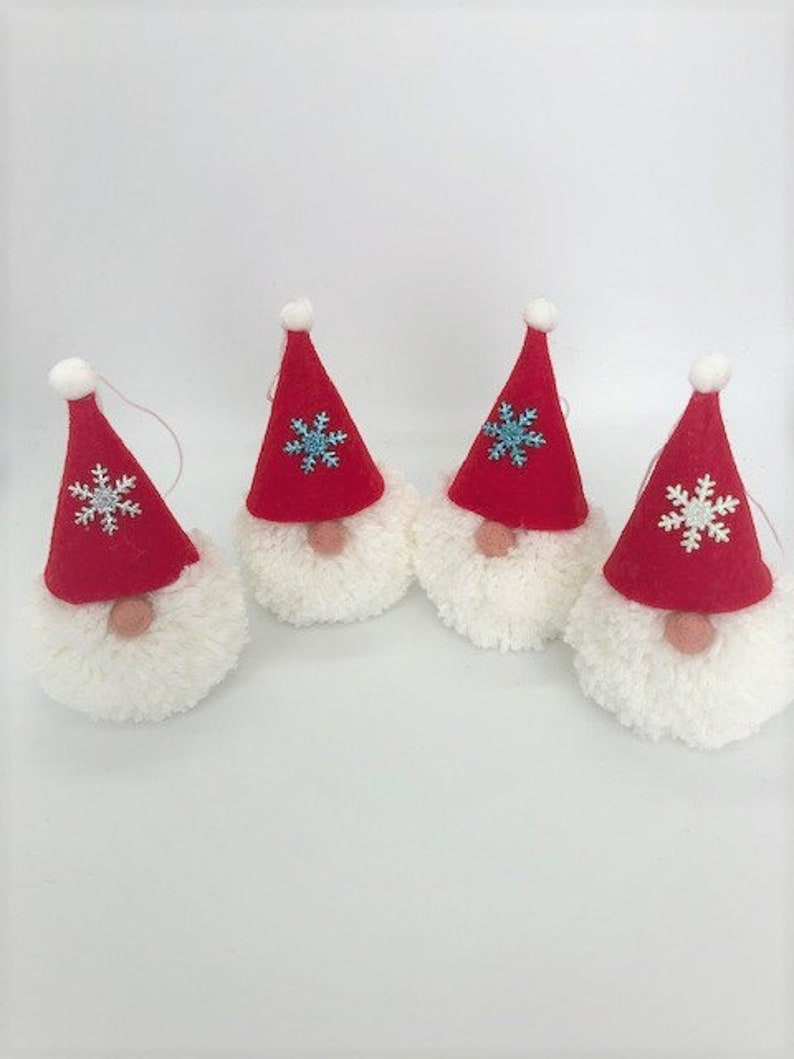 Pom Pom Gnome Christmas Ornaments Set of 4 / Gift Ideas / | Etsy