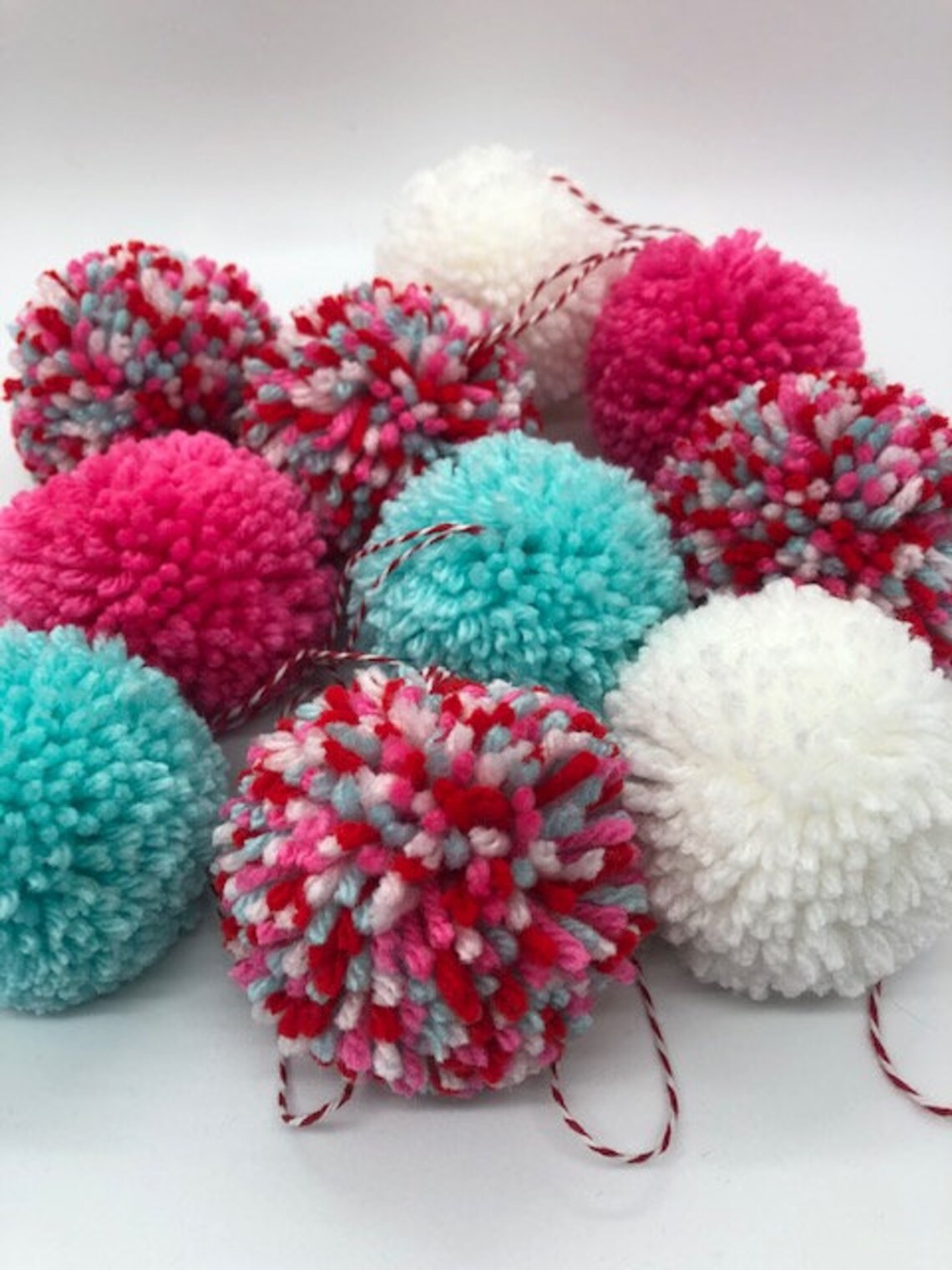 Set of 10 CUSTOM Pom Pom Christmas Ornaments / You Choose The Etsy