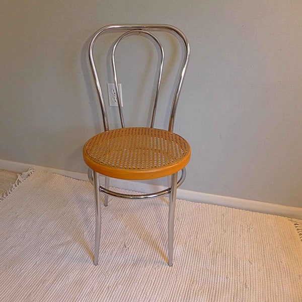 1 Italian Chrome Thonet Chair 2 Available Cane Seats Chrome Double Hoop Frames Vintage Cafe Bistro Chair Dining Chair Made in Italy