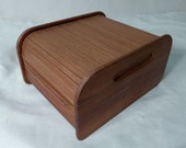 Teak Tambour Roll Top Storage Box EID Vintage Mid Century Office Business Card Holder Memos Disk Danish Modern Caddy