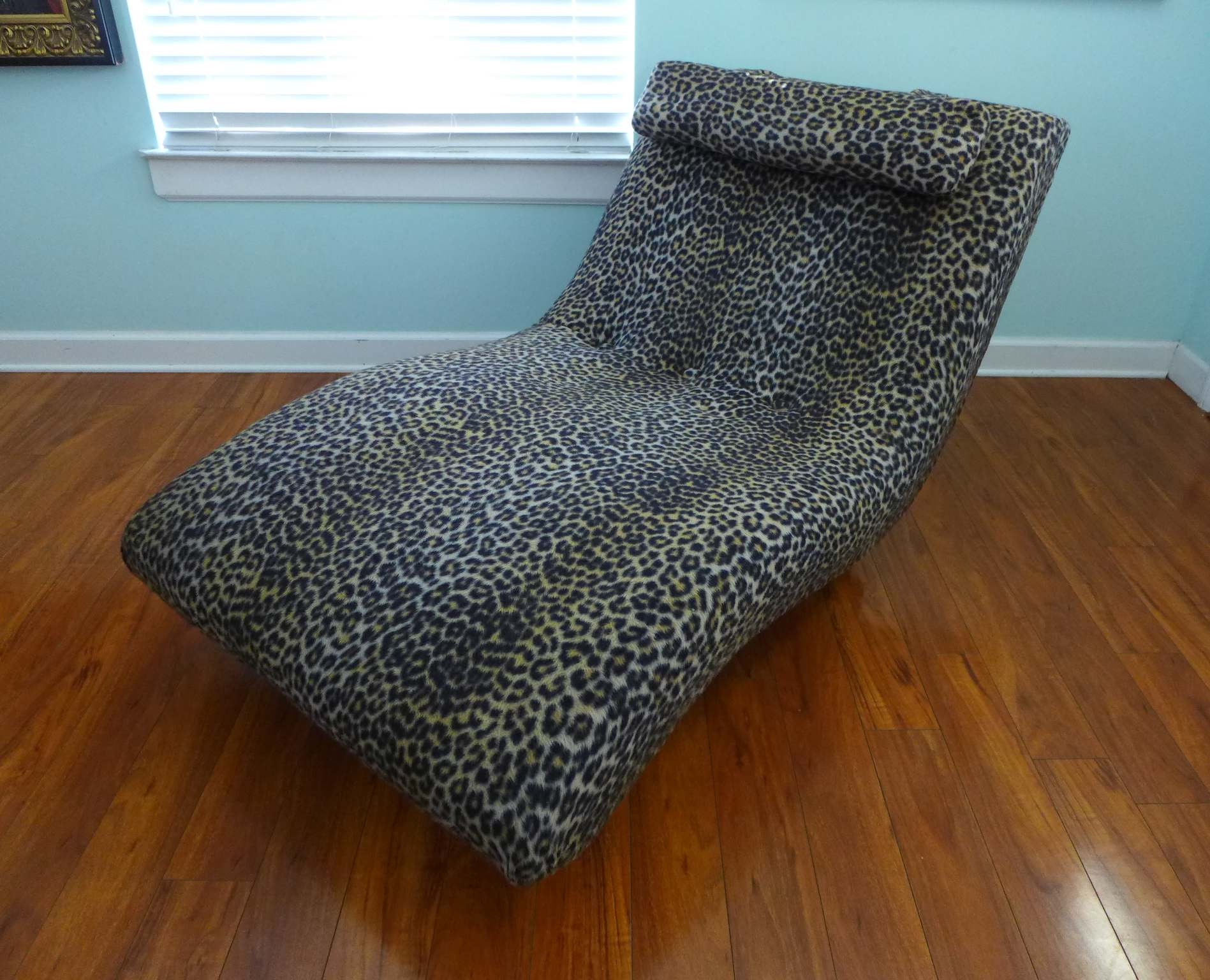 Leopard Chaise Wave Lounge Vintage Mid Century Modern Wavy Lounge Chair Plush Tufted Fabric Plinth Base Animal Print Oversized Seat Etsy