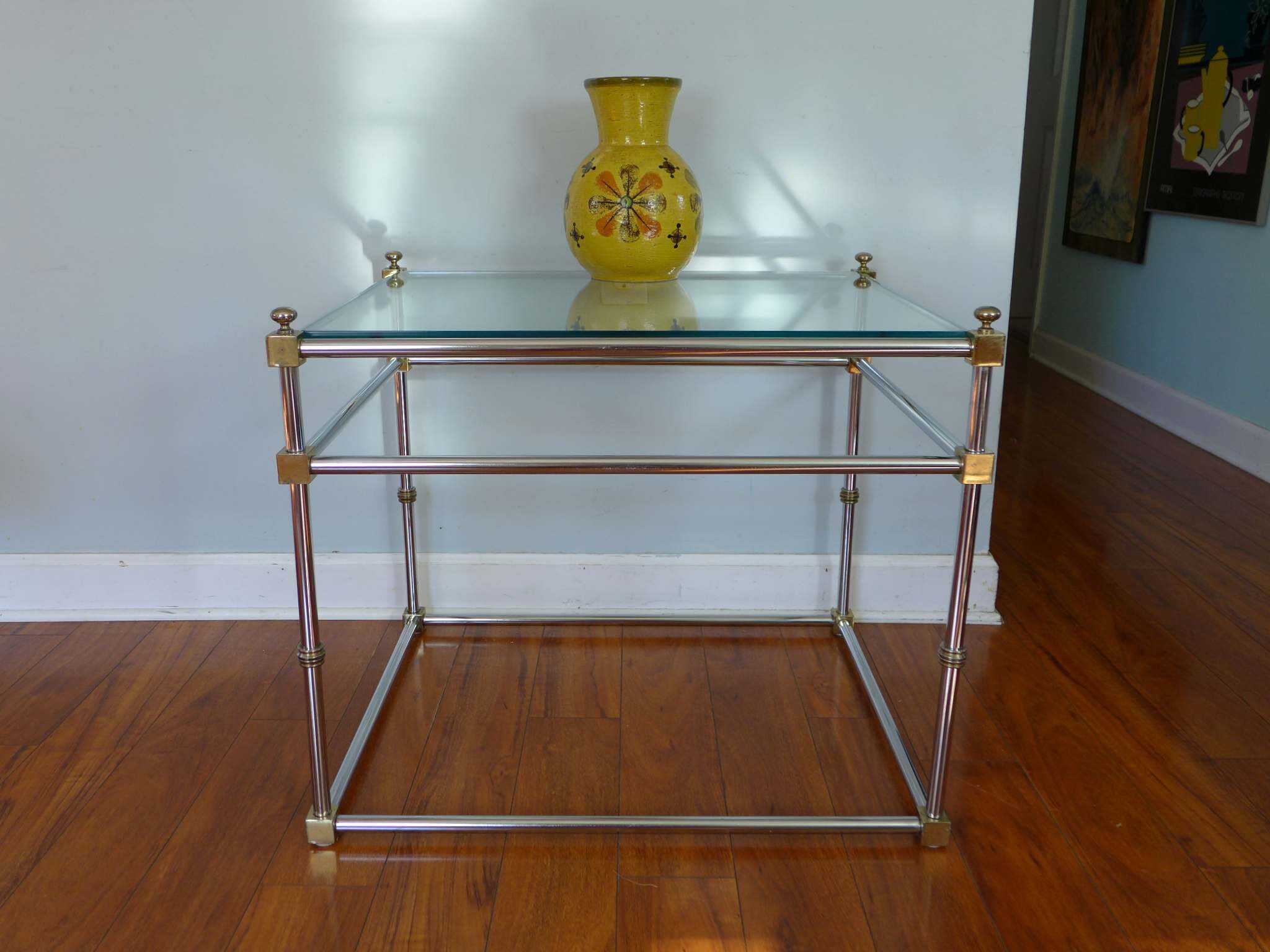 Chrome and Brass Maison Jansen End Table Rectangular Glass Top Etsy UK