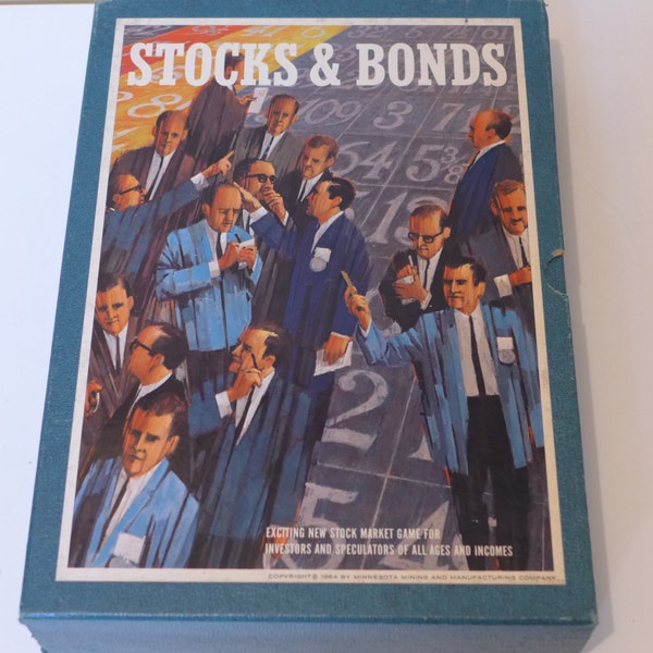 Stocks and Bonds Vintage 60s Game Complete 3M Bookshelf Game Wall Street Stock Market Trading Shares