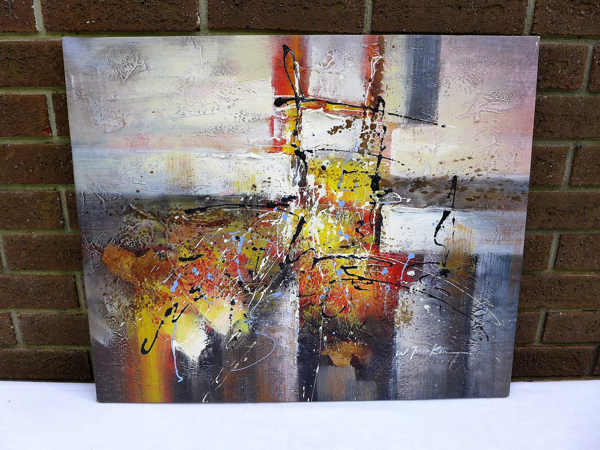 W Mirkin Original Abstract Oil Painting Impasto Composition Signed  display picture 1