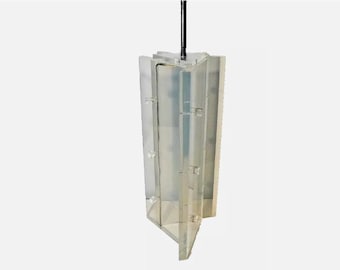 Thick Lucite 3 Panel Triangular Vintage Table Lamp Skyscraper Hollywood Regency Lamp Chrome Mid Century Modern Karl Springer Era Designer