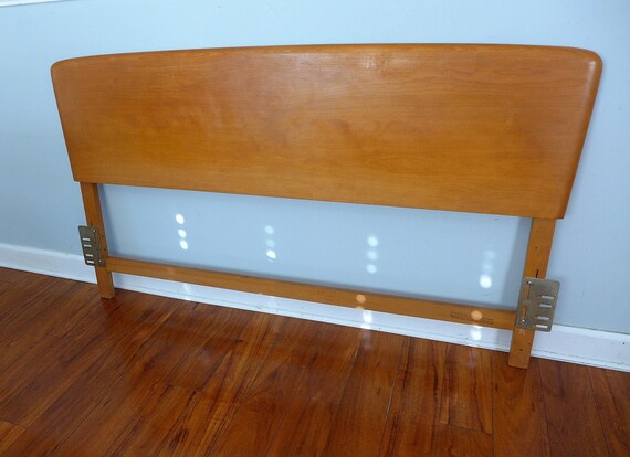 Heywood Wakefield Full Headboard Champagne Vintage Sculptura Line Double Bed Solid Wood Bedroom Furniture Mid Century Modern 1961