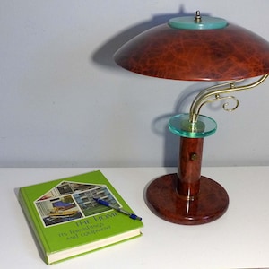 Post Modern Bankers Lamp Tortoise Swirl Desk Lamp Glass Gold Details Dimmer Switch 1980s Wall Street Lawyer Broker Light