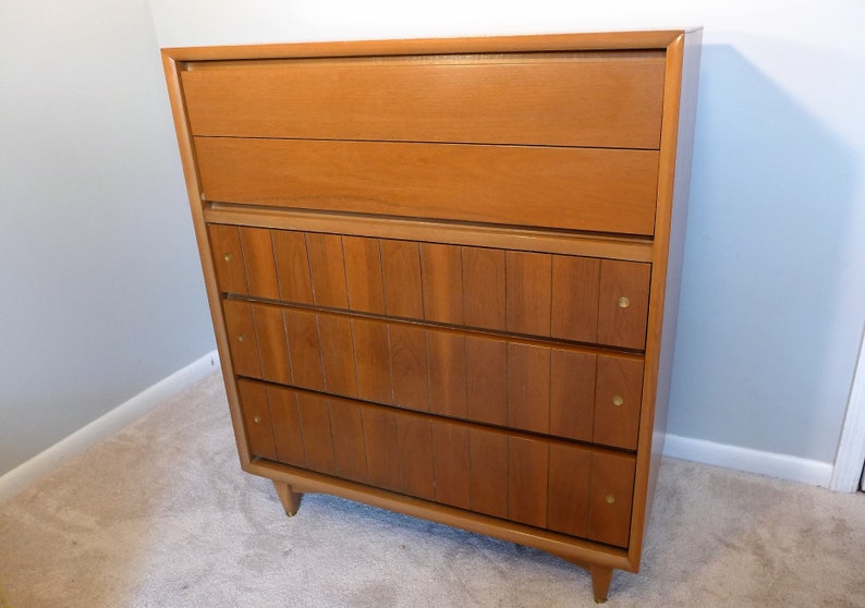 kroehler walnut gentleman's chest mid century modern chest | etsy