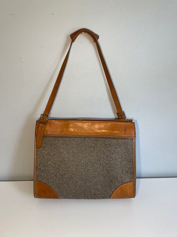 Vintage Hartmann Shoulder Bag Tweed Tan Leather Carry… Gem