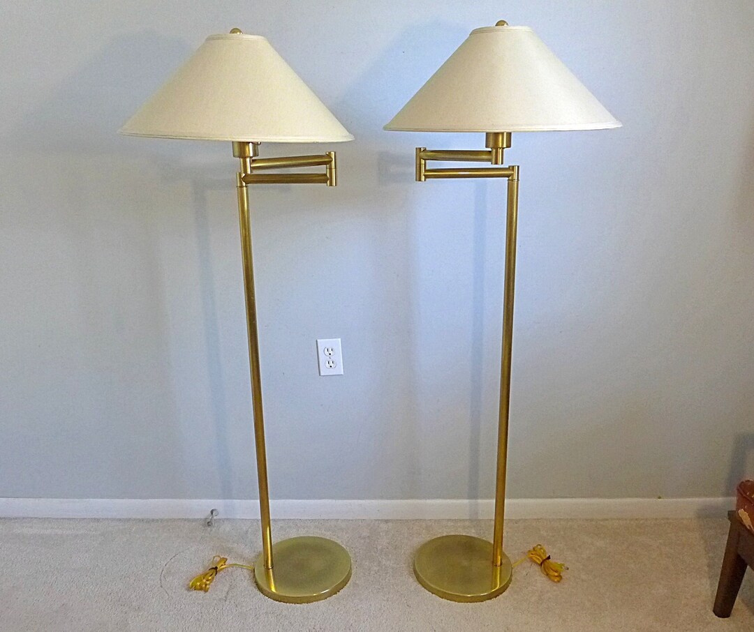 Frederick Cooper Brass Swing Arm Floor Lamp & Original Shade 2 Etsy