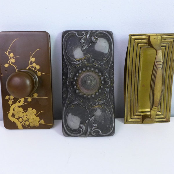 3 Antique Rocking Ink Blotters Instant Vintage Collection Depose French Silver Plate Wood Lacquer Chinese , Brass Art Deco Desk Accessories