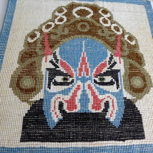Geisha and Samurai Silk Rug Wall Hangings Vintage Small Plush Oriental Rugs with Delicate Fringe Asian Decor Japan Wall Art image 6