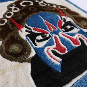 Geisha and Samurai Silk Rug Wall Hangings Vintage Small Plush Oriental Rugs with Delicate Fringe Asian Decor Japan Wall Art image 5