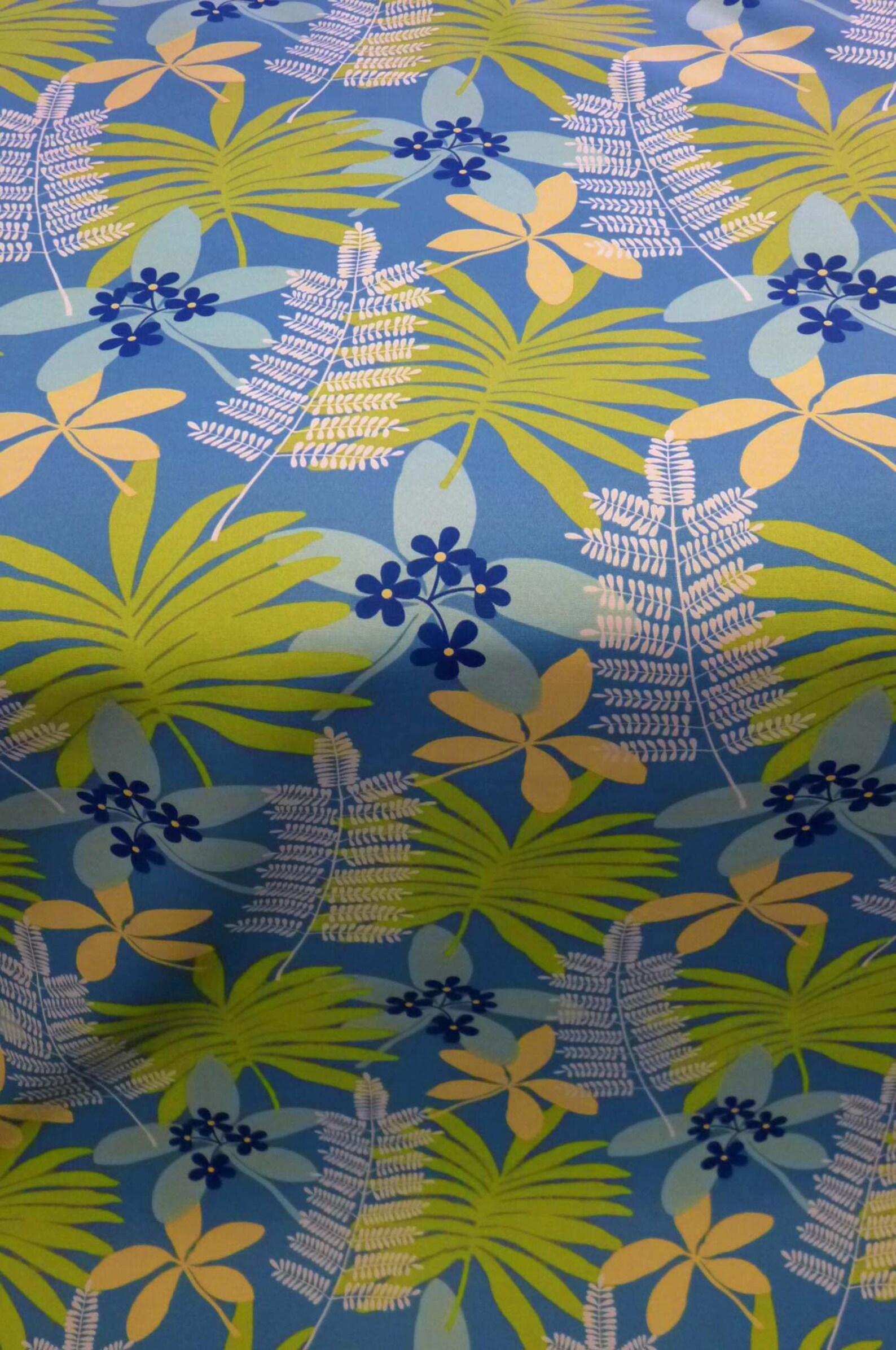 Blue Outdoor Tropical Print Upholstery Fabric by the Yard | Etsy