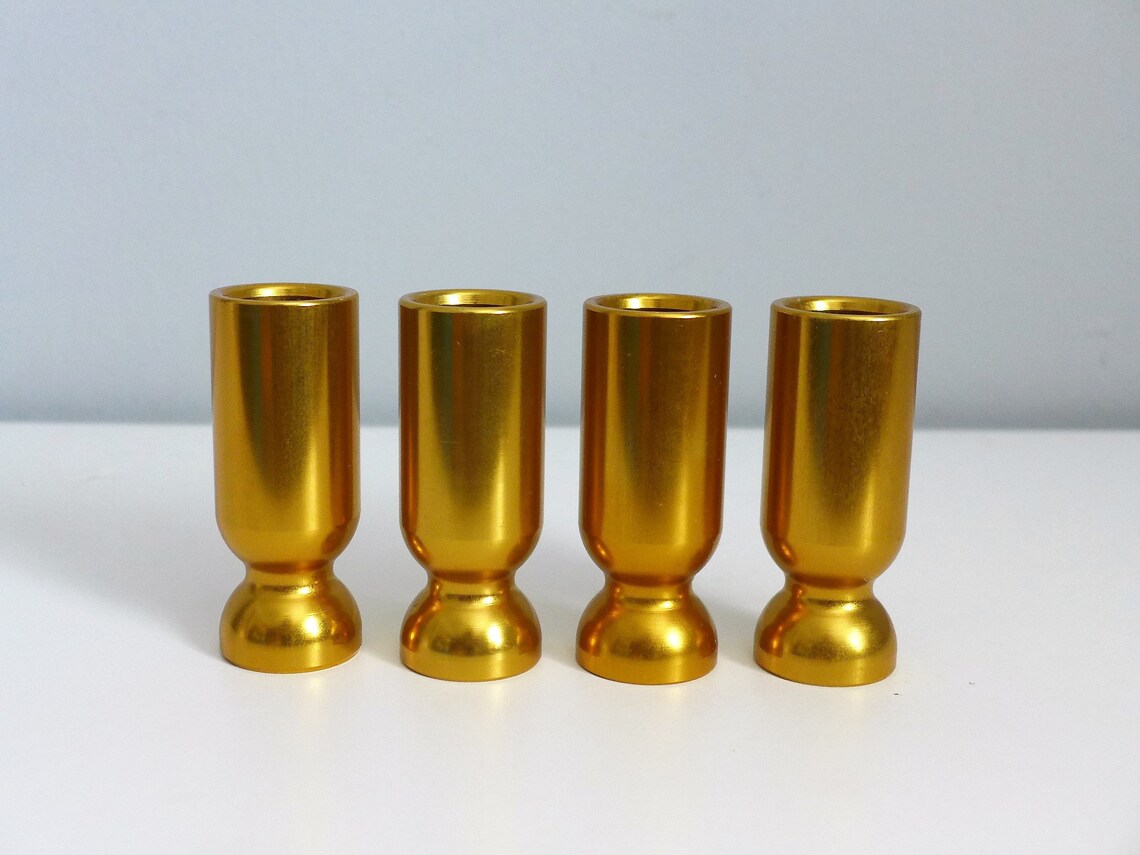 4 Modernist Gold Candlestick Holders Vintage Aluminum Taper Etsy