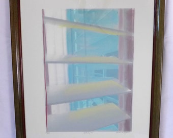 Susan Singleton Seabreeze #2 Limited Edition Signed Original Serigraph Framed Abstract Expressionism Art Print Jalouise Window Louvre Slat