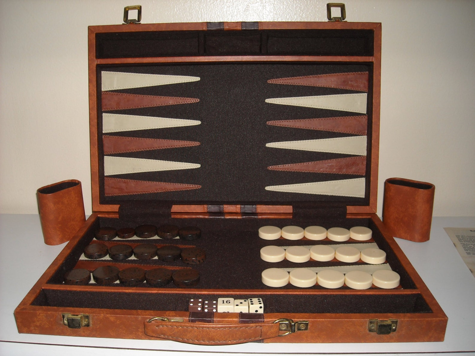 Large Vintage Backgammon Set Brown and White in Faux Leather Etsy