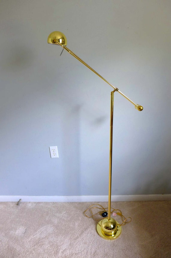 Brass Counter Balance Floor Lamp Post Modern Adjustable Orb Head