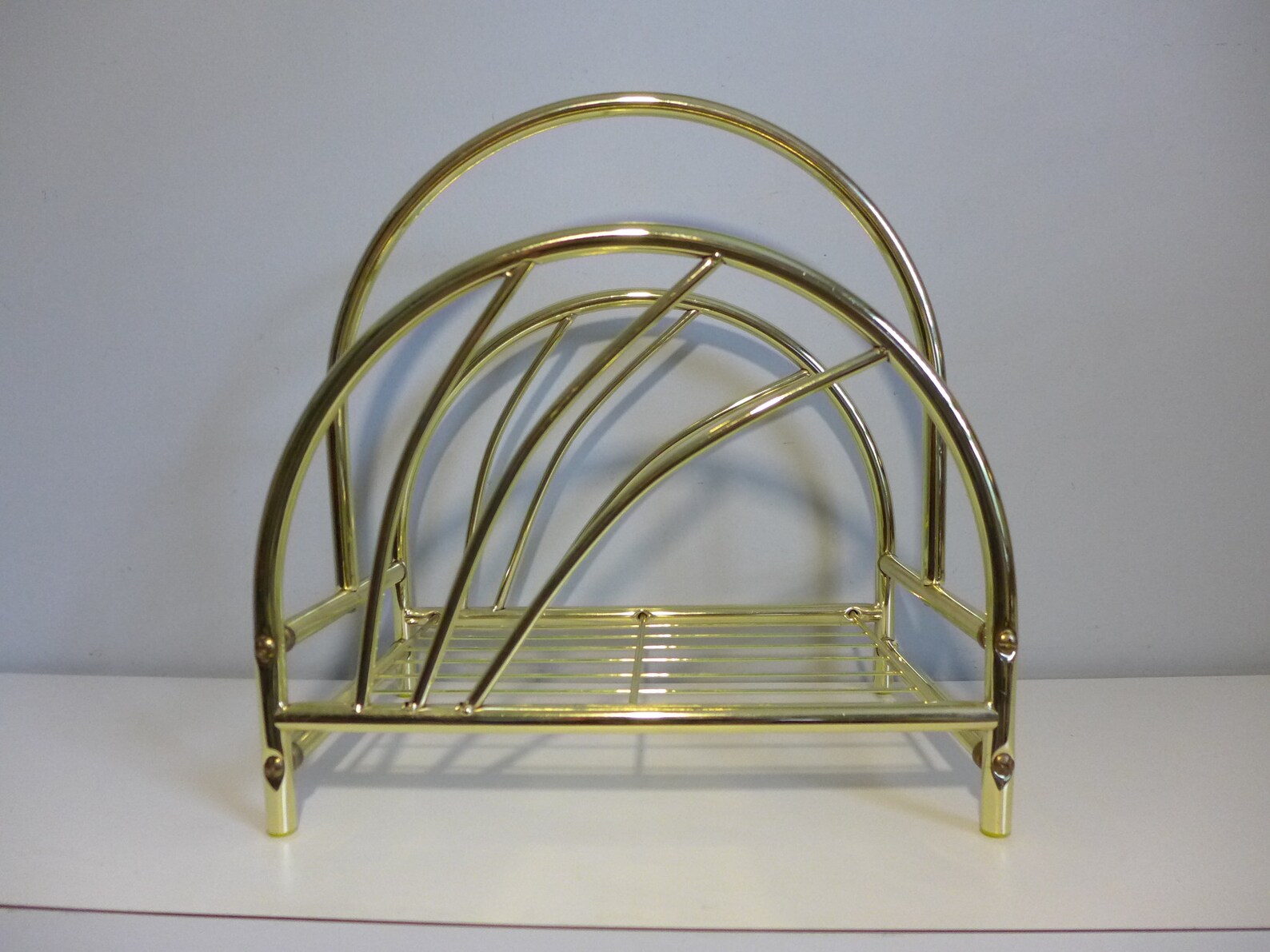 Wave Brass Magazine Rack Gold Hollywood Regency Metal Storage Etsy