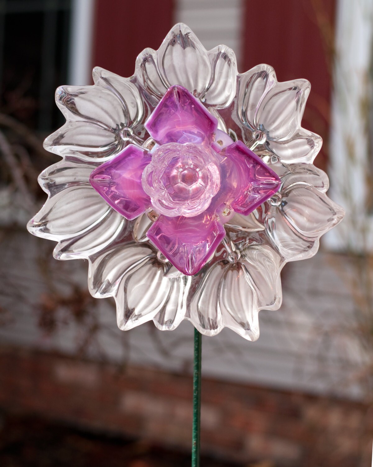 Repurposed Glass Garden Flower Garden Art Decor Made of Etsy