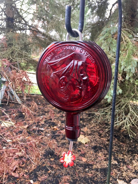 9 Repurposed Hummingbird Red Nectar Feeder Vintage Etsy