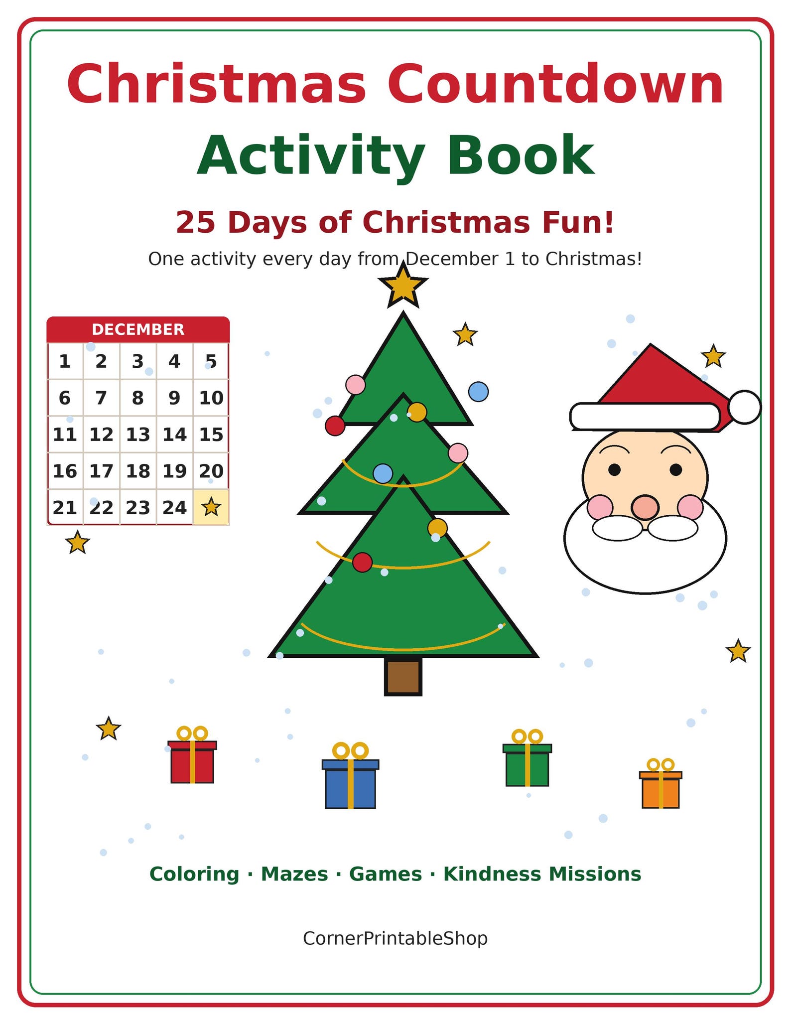 Christmas Countdown Activity Book for Kids | 25 Days Advent Activities ...