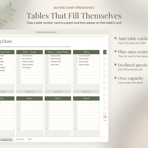 Wedding Seating Chart Template Editable, Seating Plan Google Sheets Excel, Round Table Planner, Reception Guest Seating image 2