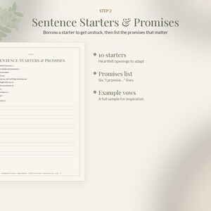 Wedding Vow Template for Him and Her, Editable Vow Writing Guide, Printable Vow Cards, How to Write Wedding Vows Worksheet image 3