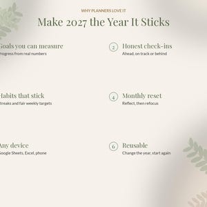 2027 Goal Planner Google Sheets, Habit Tracker Spreadsheet, Yearly Goals Dashboard, New Year Resolution Planner, Monthly Review image 10