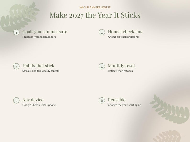 2027 Goal Planner Google Sheets, Habit Tracker Spreadsheet, Yearly Goals Dashboard, New Year Resolution Planner, Monthly Review image 10